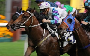 Atomic Energy wins Wednesday’s Class Four Elgin Handicap (1,000m) and ends Angus Chung’s four-month wait for his second Happy Valley victory. Photo: Kenneth Chan