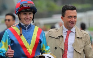 Jockey Luke Ferraris and trainer Douglas Whyte enjoy The Good Deal’s win at Sha Tin on Sunday. Photos: Kenneth Chan