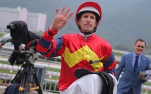 Hugh Bowman celebrates his Sha Tin four-timer on Sunday. Photo: Kenneth Chan