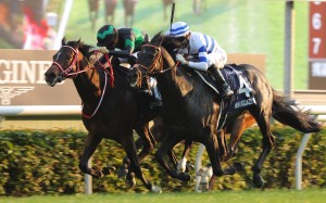 Hishi Iguazu (outside) finishes second to Loves Only You in the 2021 Hong Kong Cup. Photos: Kenneth Chan