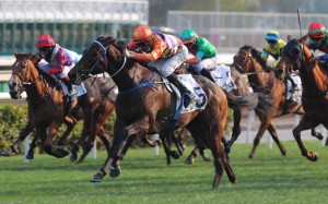 Straight Arron makes a winning first appearance for Caspar Fownes in a Class Three contest over 1,800m at Sha Tin on February 26. Photo: Kenneth Chan