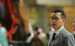 Champion trainer Frankie Lor celebrates one of his 55 wins this season at Happy Valley on February 8. Photo: Kenneth Chan
