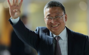 Francis Lui celebrates his four-timer at Sha Tin on Sunday. Photo: Kenneth Chan