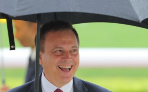 Caspar Fownes enjoys a victory last season. Photos: Kenneth Chan