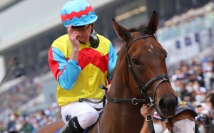 Ryan Moore salutes the crowd after winning last year’s Hong Kong Sprint aboard Wellington. Photos: Kenneth Chan