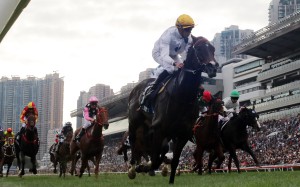 Golden Sixty under Vincent Ho wins his third Group One Hong Kong Mile at Sha Tin. Photo: Kenneth Chan.