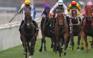 Golden Sixty (left) beats home Voyage Bubble in the Group One Hong Kong Mile on December 10. Photo: Kenneth Chan
