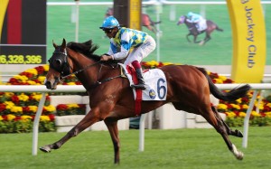 Galaxy Patch takes out the Class Two Pok Oi Cup (1,200m) under Karis Teetan at Sha Tin on Saturday. Photo: Kenneth Chan