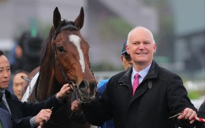Trainer David Hall celebrates a recent winner. Photos: Kenneth Chan