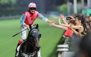 Andrea Atzeni enjoys a recent Happy Valley winner. Photo: Kenneth Chan