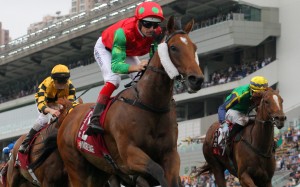 Hugh Bowman partners Invincible Sage to Group One success in April’s Chairman’s Sprint Prize (1,200m). Photo: Kenneth Chan