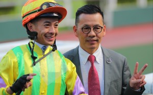 Derek Leung and Frankie Lor enjoy their doubles at Sha Tin on Sunday. Photos: Kenneth Chan