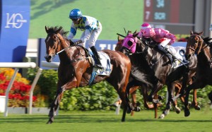 Galaxy Patch storms home to win the Sha Tin Trophy. Photos: Kenneth Chan