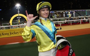 Zac Purton is all smiles after landing a record-equalling six Happy Valley wins on Boxing Day. Photos: Kenneth Chan