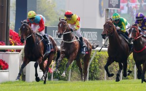Zac Purton boots home Ka Ying Rising in the Hong Kong Sprint. Photos: Kenneth Chan