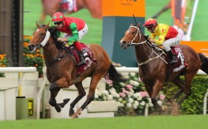 Invincible Sage wins last year’s Group One Chairman’s Sprint Prize (1,200m). Photos: Kenneth Chan