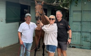 Steve Hodge (left) and Fran and Brad Marshall with My Wish in Australia two years ago. Photo: Handout
