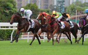 Light Years Charm bolts to victory under Zac Purton. Photo: Kenneth Chan