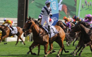 Rubylot wins the Classic Cup (1,800m) under Brenton Avdulla. Photo: Kenneth Chan