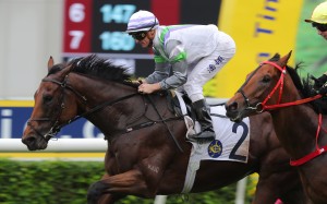 Light Years Charm gets up late to salute under Zac Purton last month. Photo: Kenneth Chan