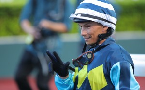 Alexis Badel celebrates his treble at Sha Tin on Sunday. Photos: Kenneth Chan
