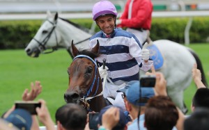Joao Moreira enjoys a Sha Tin winner in 2023. Photos: Kenneth Chan