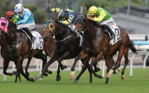 Tomodachi Kokoroe (right) outlasts Lady’s Choice at Sha Tin on Sunday. Photos: Kenneth Chan
