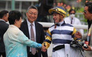 Trainer Francis Lui (second from left) and jockey Zac Purton team up again with Packing Hermod in the Premier Bowl. Photos: Kenneth Chan