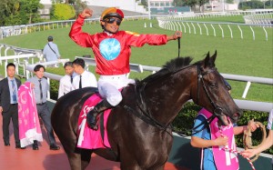 Encountered, ridden by Karis Teetan, won the Sa Sa Ladies Purse at Sha Tin on Sunday. Photo: Kenneth Chan.