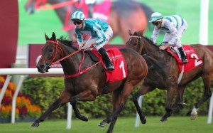 Romantic Warrior wins the weekend’s Group Two Jockey Club Cup (2,000m). Photo: Kenneth Chan