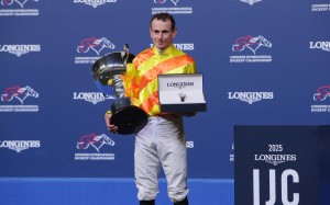 Ryan Moore celebrates his third International Jockeys’ Championship crown at Happy Valley on Wednesday night. Photos: Kenneth Chan