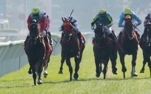Ka Ying Rising (inside) cruises to victory in the Jockey Club Sprint. Photos: Kenneth Chan