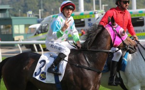Maxime Guyon celebrates his Sha Tin double after booting home Gallant Epoch. Photos: Kenneth Chan