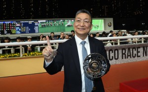 Francis Lui celebrates his January Cup win with Speed Dragon and 1,000th training success in Hong Kong. Photos: Kenneth Chan