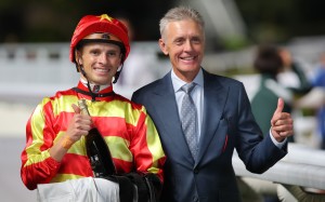 Mark Newnham and jockey Lyle Hewitson celebrate New Forest’s win in October. Photos: Kenneth Chan