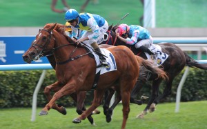 Hugh Bowman guides Patch Of Theta to victory. Photos: Kenneth Chan