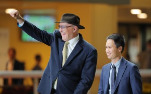 David Hayes celebrates most recent win at Happy Valley. Photos: Kenneth Chan