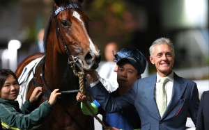 Trainer Mark Newnham with Invincible Ibis. Photos: Kenneth Chan