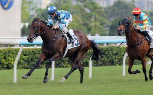 Gold Patch gives Zac Purton 100 wins for the season at Sha Tin. Photos: Kenneth Chan