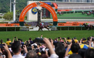 Ka Ying Rising, the world’s highest-rated sprinter, knocked 0.02 seconds off his own previous mark at FWD Champions Day. Photo: Sam Tsang