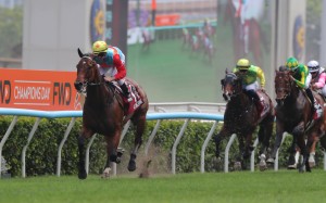 Ka Ying Rising wins the Group One Chairman’s Sprint Prize (1,200m). Photos: Kenneth Chan