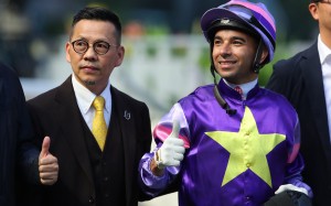 Frankie Lor and Joao Moreira celebrate the win of Everyone’s Star at Sha Tin. Photos: Kenneth Chan