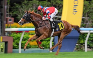 Vivacious Win, ridden by Zac Purton, scores at Happy Valley. Photos: Kenneth Chan