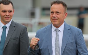 Caspar Fownes and his son Ronan celebrate a Sha Tin winner. Photos: Kenneth Chan