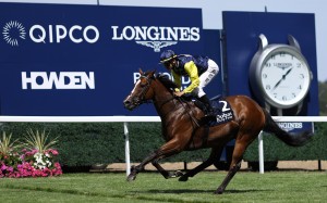 Jerry Chau Chun-lok guides Tuco Salamanca to success in the Shergar Cup Dash. Photo: Handout