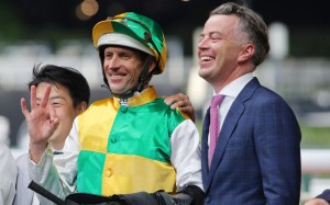 Jamie Richards celebrates a win at Happy Valley. Photos: Kenneth Chan