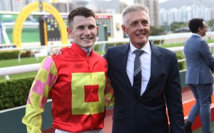Jockey Luke Ferraris and trainer Mark Newnham will bid for back-to-back Celebration Cups when they team up with Invincible Ibis on Sunday. Photos: Kenneth Chan