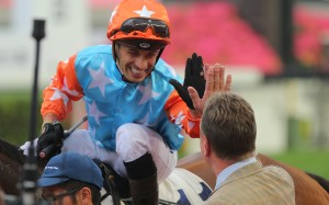 Jockey Silvestre de Sousa shares a laugh with trainer Tony Millard after the win of Super Star at Sha Tin yesterday. Photos: Kenneth Chan