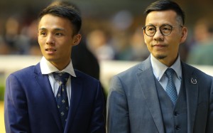 Alfred Chan with trainer Frankie Lor at Happy Valley earlier this month. Photos: Kenneth Chan