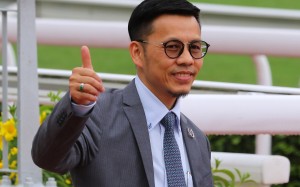Frankie Lor is all smiles after training yet another winner on the Sha Tin all-weather surface. Photos: Kenneth Chan